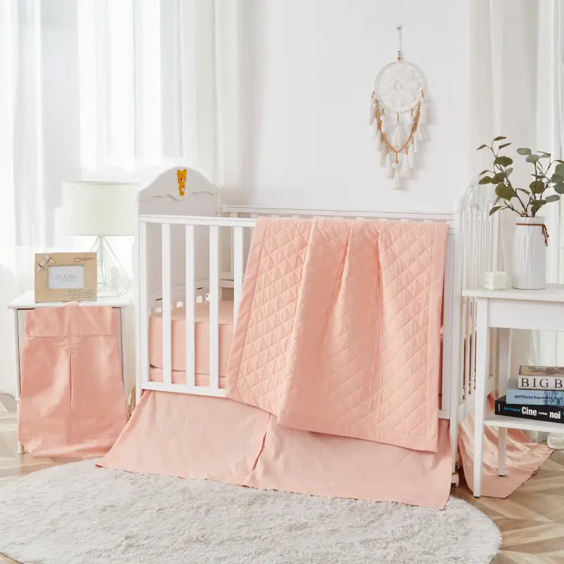 Crib Bedding Set ¨C Soft Blush Grid