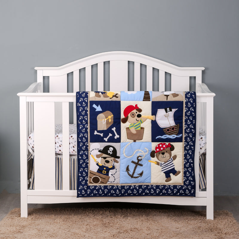 Dog Pirates Ocean Style Crib Set Cotton Nursery Set for Boys