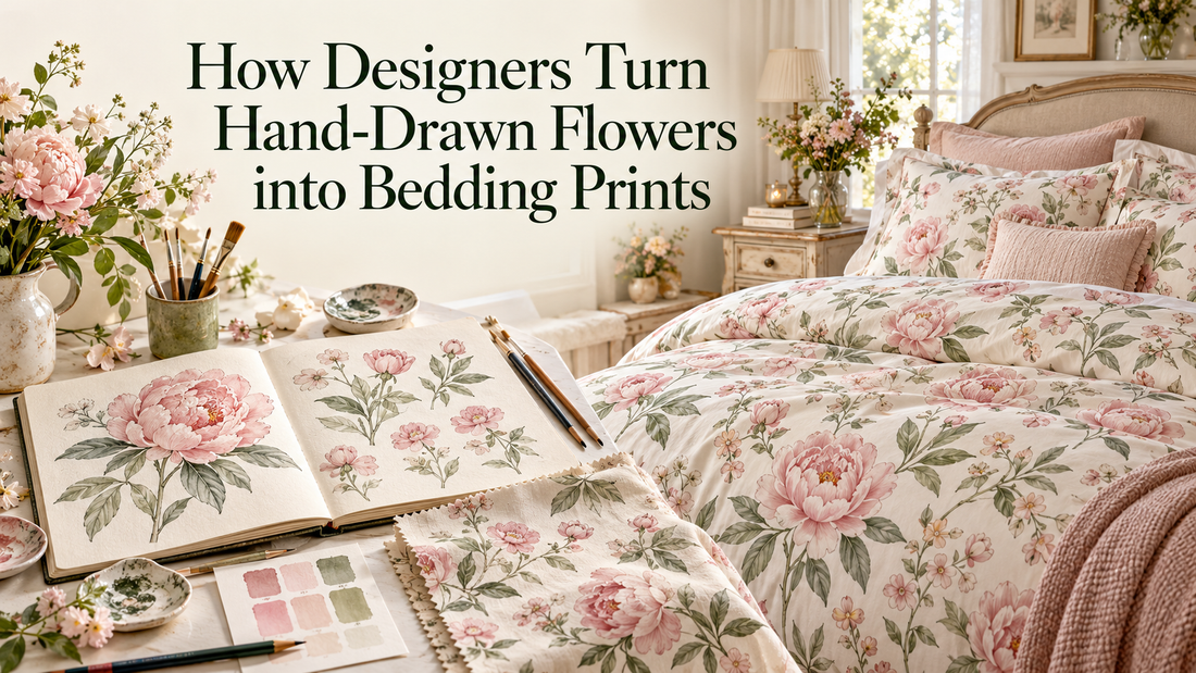 How Designers Turn Hand-Drawn Flowers into Bedding Prints