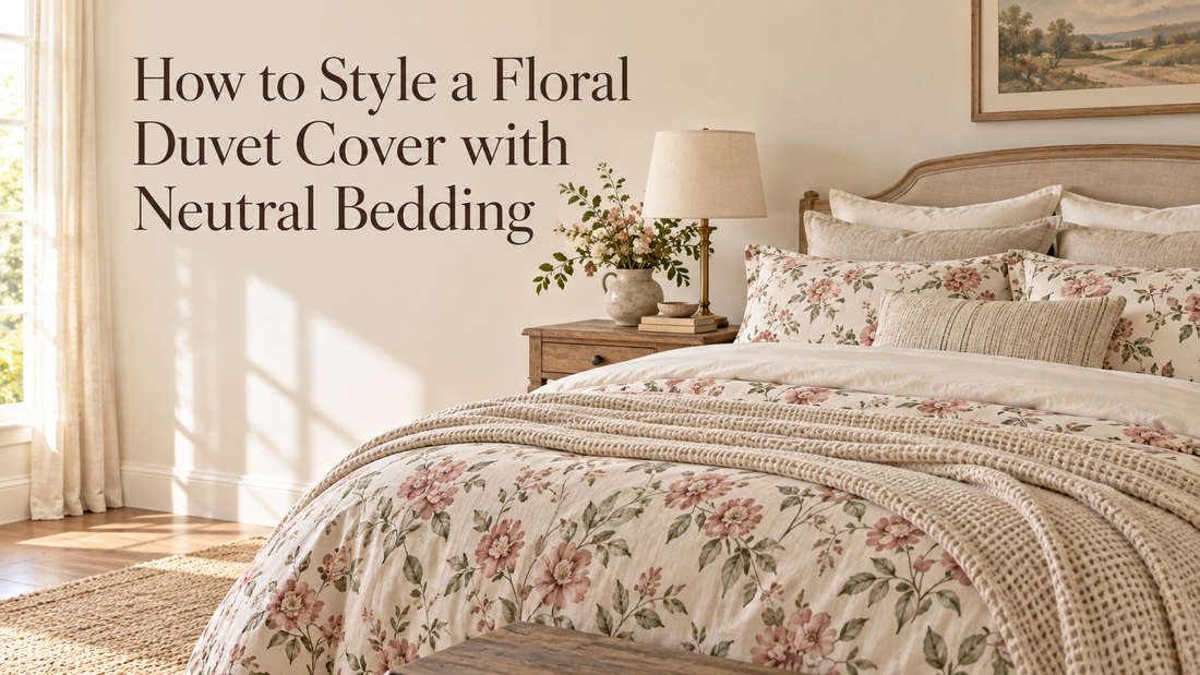 How to Style a Floral Duvet Cover with Neutral Bedding