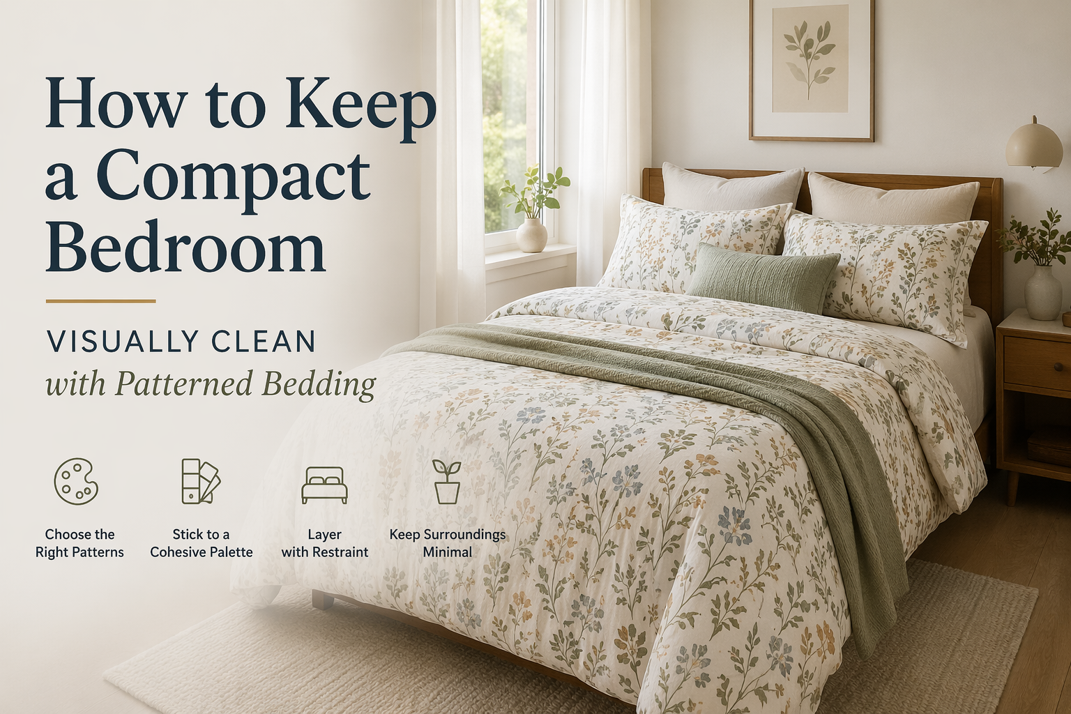 How to Keep a Compact Bedroom Visually Clean with Patterned Bedding ...