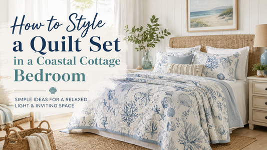 How to Style a Quilt Set in a Coastal Cottage Bedroom