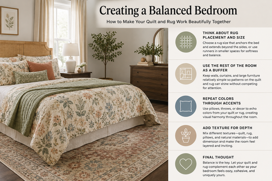 How to Pair a Patterned Quilt with a Bedroom Rug