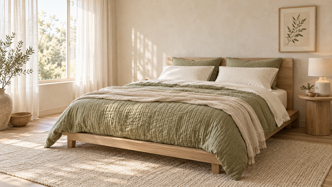 Styling Cotton Bedding in a Warm Minimalist Bedroom