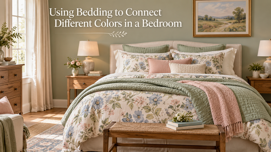 Using Bedding to Connect Different Colors in a Bedroom