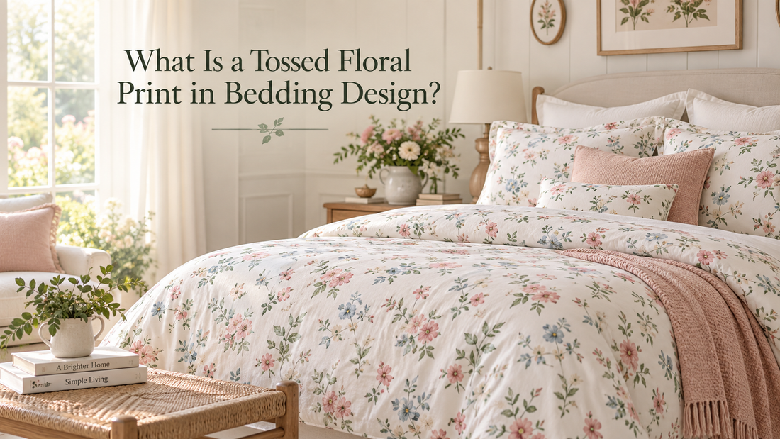 What Is a Tossed Floral Print in Bedding Design?