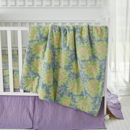 Crib Bedding Set - Muslin Sunflower Garden