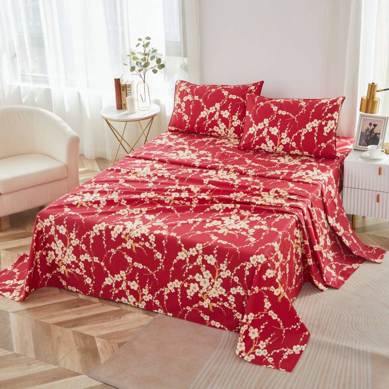 This bedroom features a Brandream four-piece bedding sheet Set.