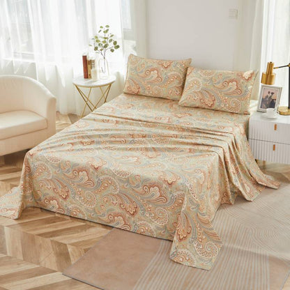 This bedroom features a Brandream four-piece bedding sheet Set.