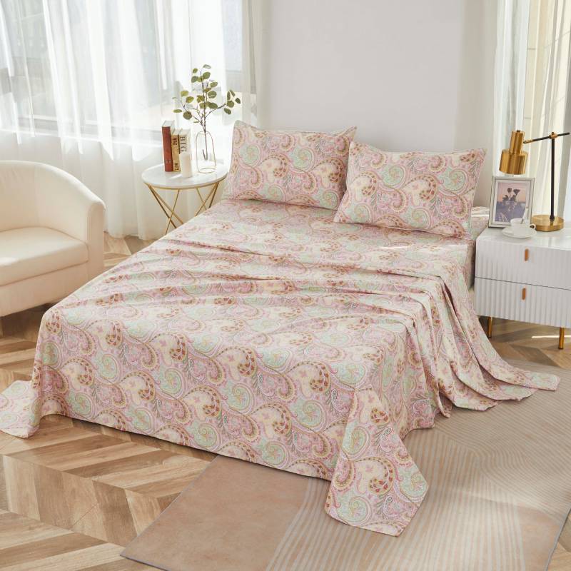 This bedroom features a Brandream four-piece bedding sheet Set.