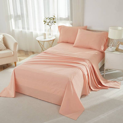 This bedroom features a Brandream four-piece bedding sheet Set.
