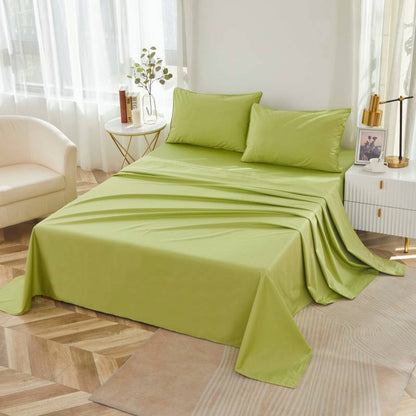 This bedroom features a Brandream four-piece bedding sheet Set.