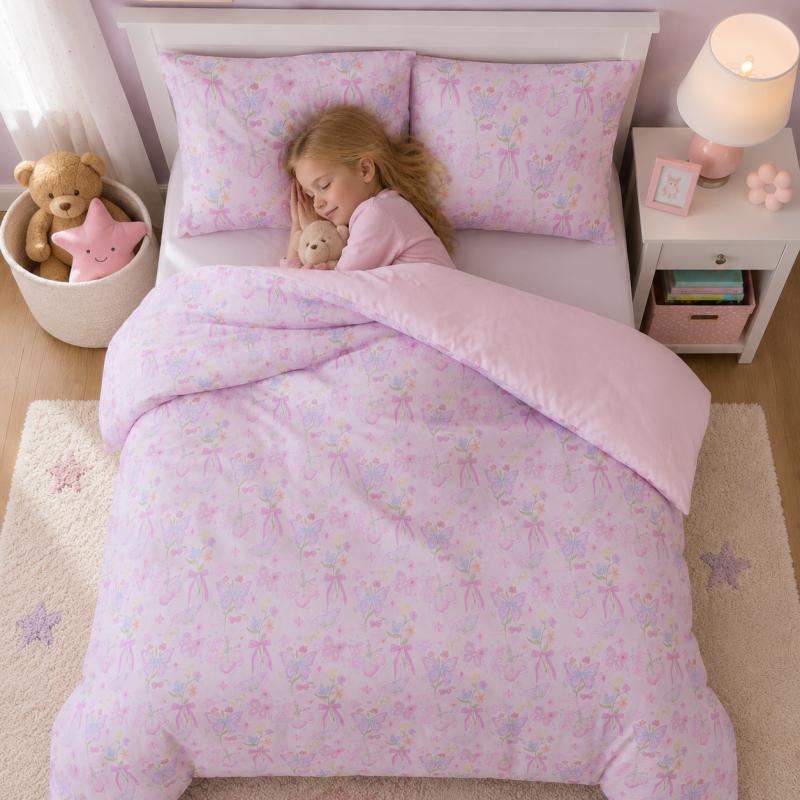 Kids Comforter Set - Floral Bowknot