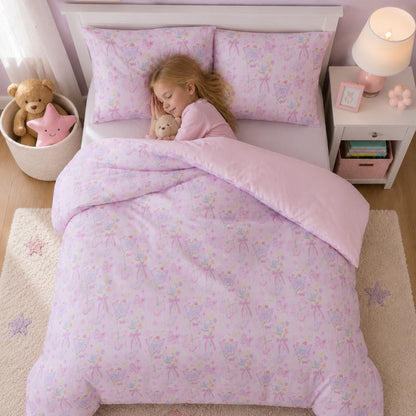 Kids Comforter Set - Floral Bowknot
