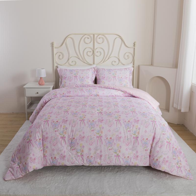 Kids Comforter Set - Floral Bowknot