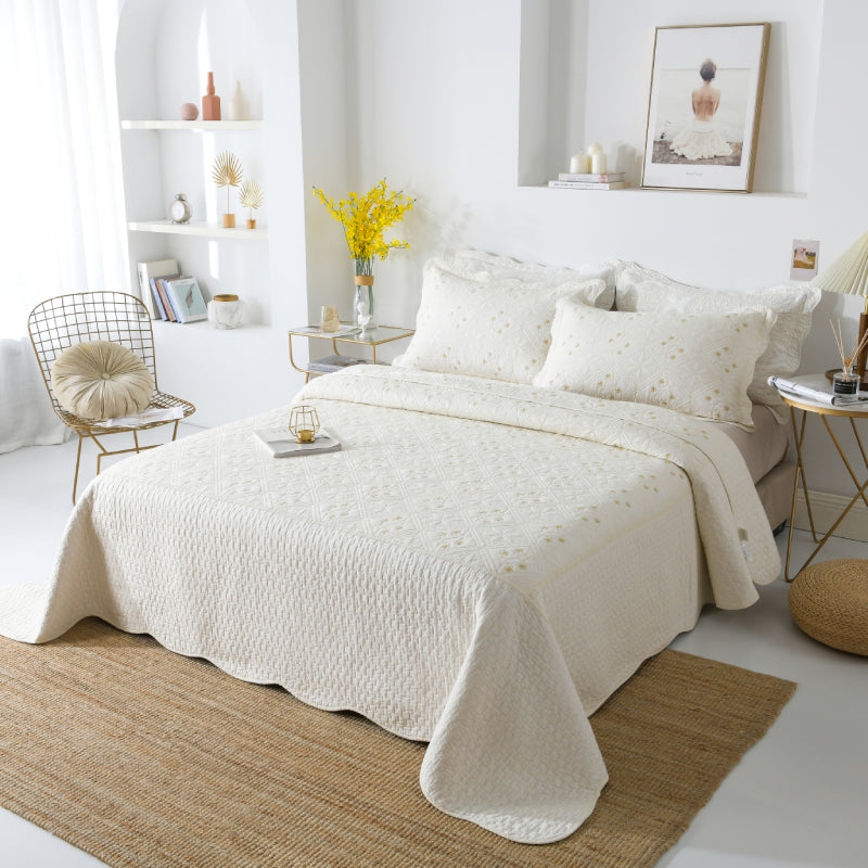cream white bedding