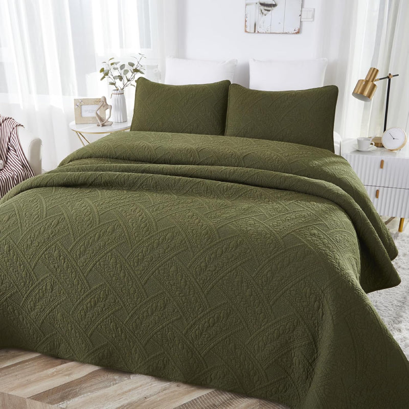 olive green bedding