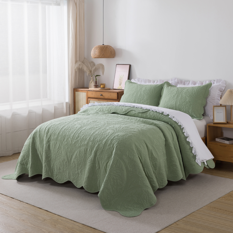 This bedroom features Brandream's quilt/coverlet and pillow sham.