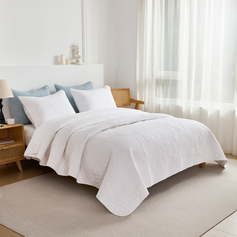 This bedroom features Brandream's quilt/coverlet and pillow sham.