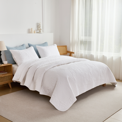 This bedroom features Brandream's quilt/coverlet and pillow sham.