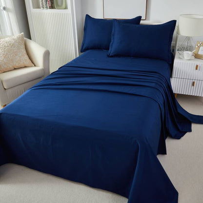 This bedroom features a Brandream four-piece bedding sheet Set.