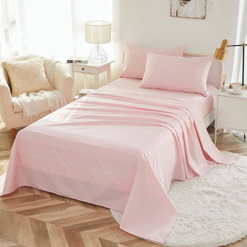 This bedroom features a Brandream four-piece bedding sheet Set.