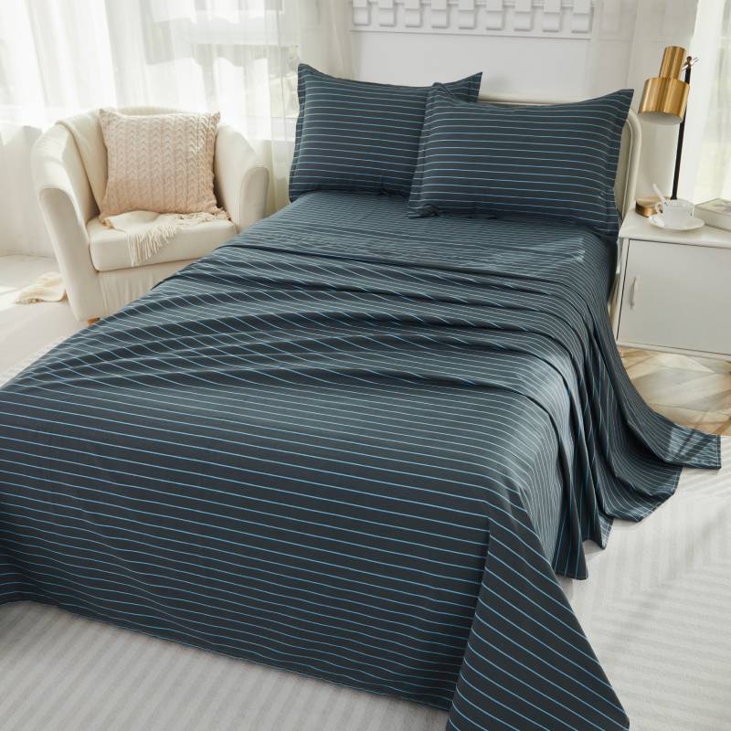 This bedroom features a Brandream four-piece bedding sheet Set.