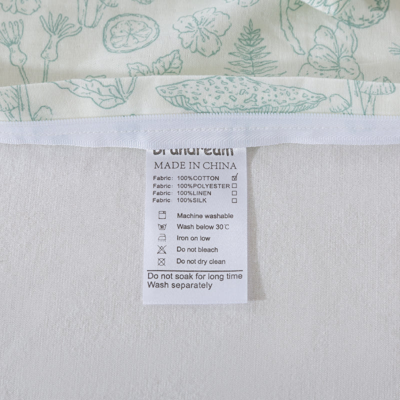 Fabric with a label indicating 'Made in China' and washing instructions.