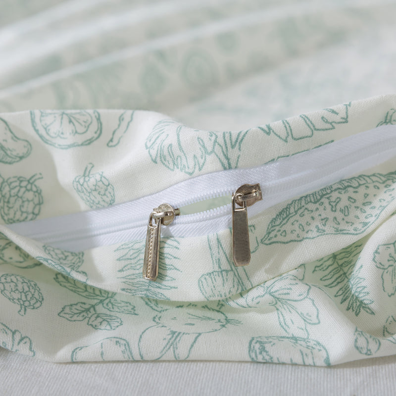 Floral-patterned fabric with a zipper on a white background